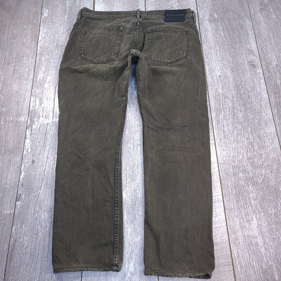 Ralph Lauren Jeans Mens 34x29 Black Label Green Wash Mid Rise Straight Leg Pants - Picture 3 of 8